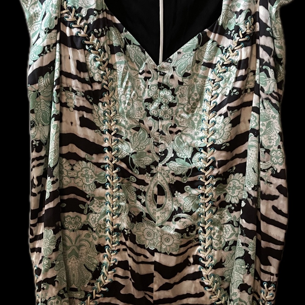 Bebe Mint and Black Long Sleeve Dress